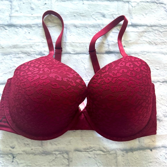 Victoria’s Secret PINK Bra 34DD | Red Leopard Lace Wear Everywhere T-Shirt - Picture 1 of 7